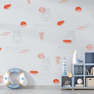 Pufferfish wall decals available on Mounttee's Etsy store.