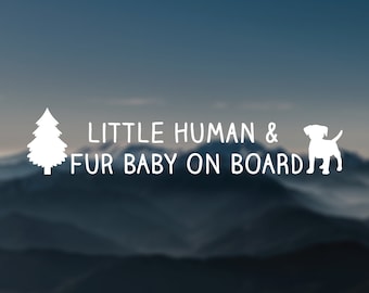 Pegatina para coche "Pequeño humano y bebé peludo a bordo", regalo para baby shower