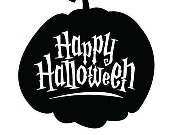 Happy Halloween, Halloween decal, text decal, door decal, Halloween party decal, wall decal