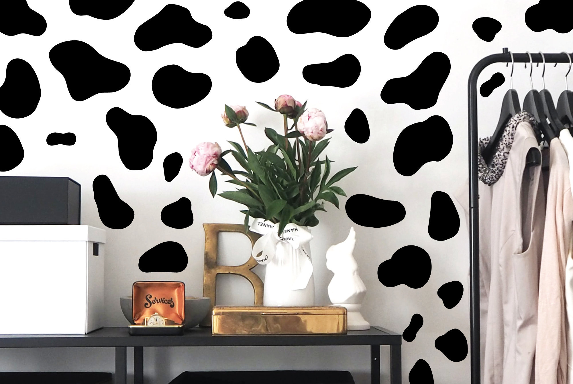 Cow Print Wall Decals – Removable Vinyl Sticker Pack Of 104, Peel & Stick Nursery, Living Room, Office Decor