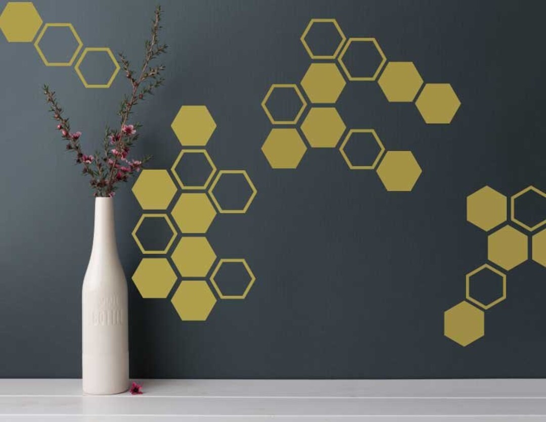 Honeycomb Wall Decals, Hexagon Wall Decals, Vinyl Decals, Gold Decals ...