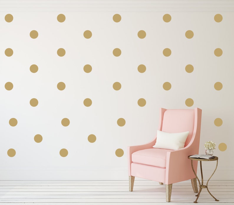 Gold polka dot decals, vinyl decals, black polka dot decal, gold dot decals, wall decals, two inches dots vinyl, metallic gold decal Gold