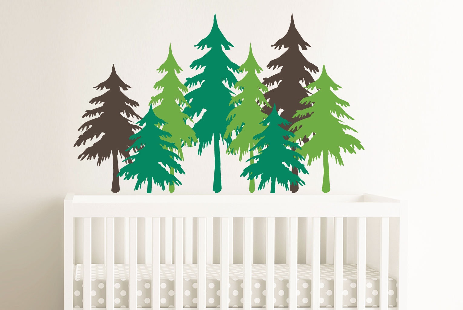 3 Color Pine Tree Forest Wall Decals Nursery Wall Decal Etsy