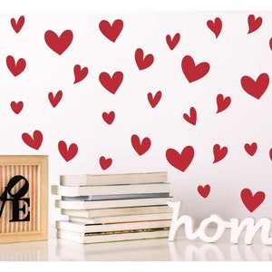 Hart muurstickers, hartstickers, sticker meisjeskamer, muursticker kinderkamer, muursticker babykamer, handgetekende harten, Valentijnsdag