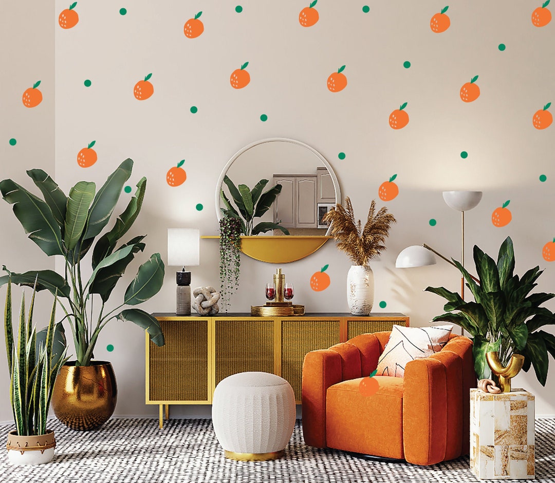 Orange Wall Decals Tangerine Wall Decals Food Wall Decals Etsy