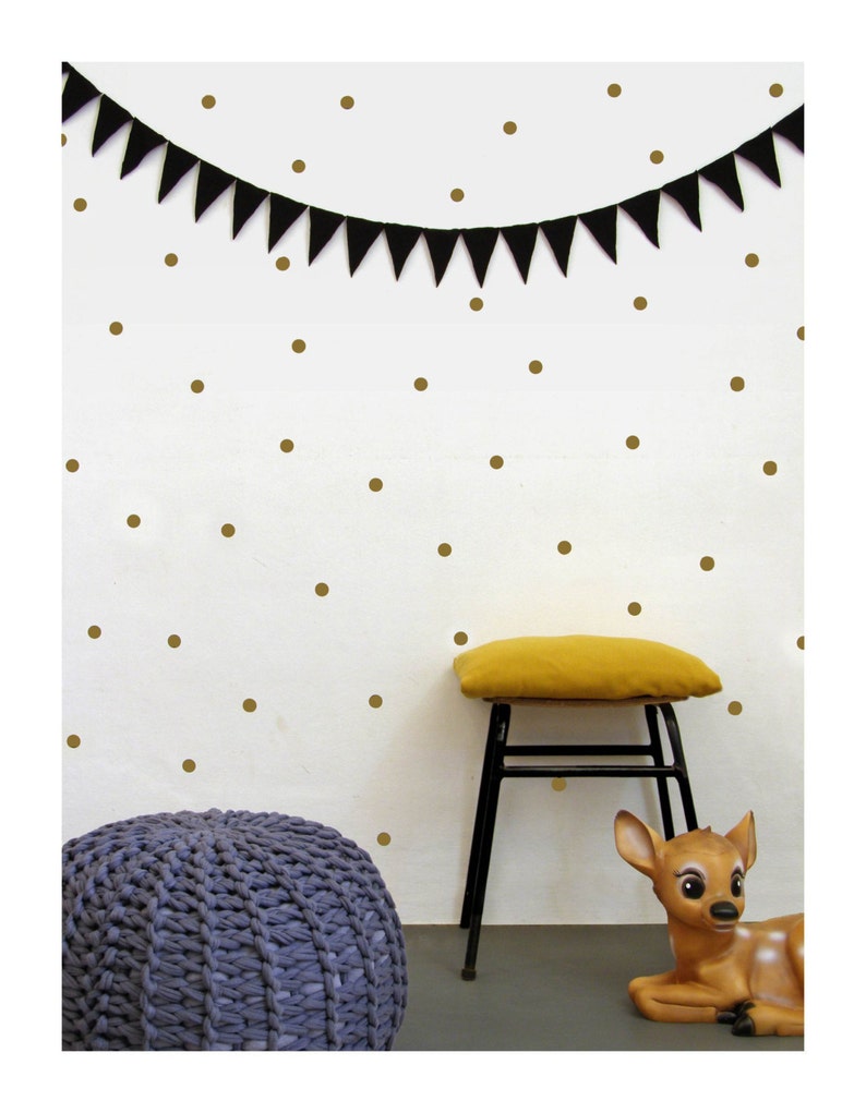 Gold polka dot decals, vinyl decals, black polka dot decal, gold dot decals, wall decals, two inches dots vinyl, metallic gold decal image 5