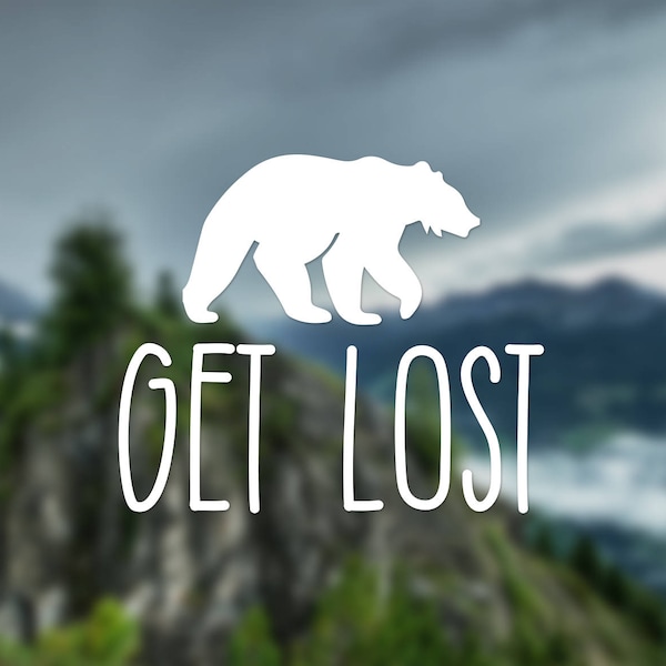 Bear decal, get lost decal, nature decal, wall decal, car decal, cute bear, window decal, bear sticker, gift, decal, door decal