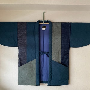 Hanten Jacket- Stripe and Pocket/ Blue (Colour variations Blue/ Indigo)