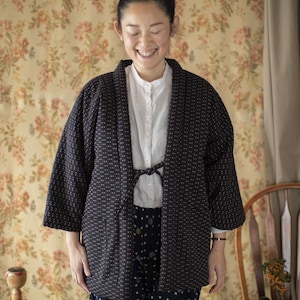 Hanten Jacket- Sashiko Stitch/ Black