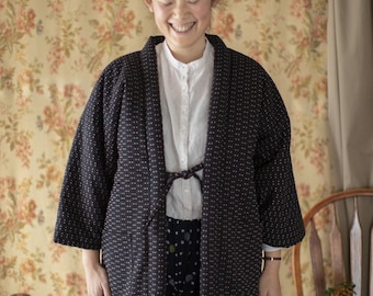 Hanten Jacket- Sashiko Stitch/ Black