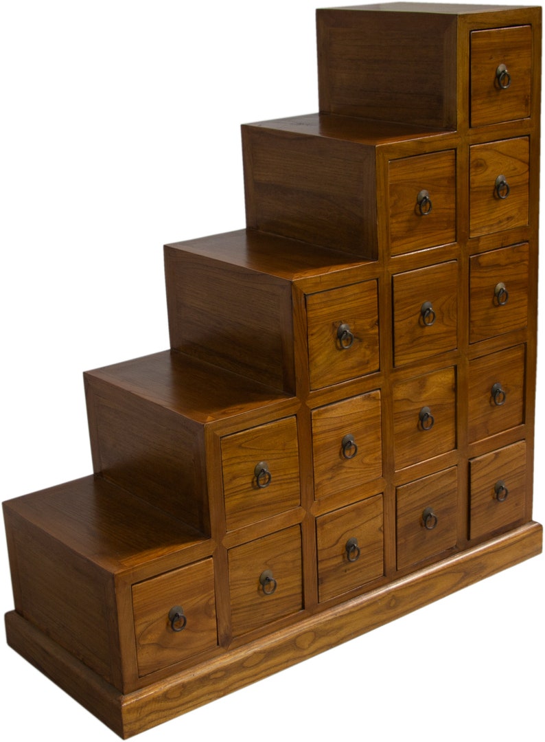 Reclaimed Wood Tansu Japanese Style Step Chest Drawers Etsy
