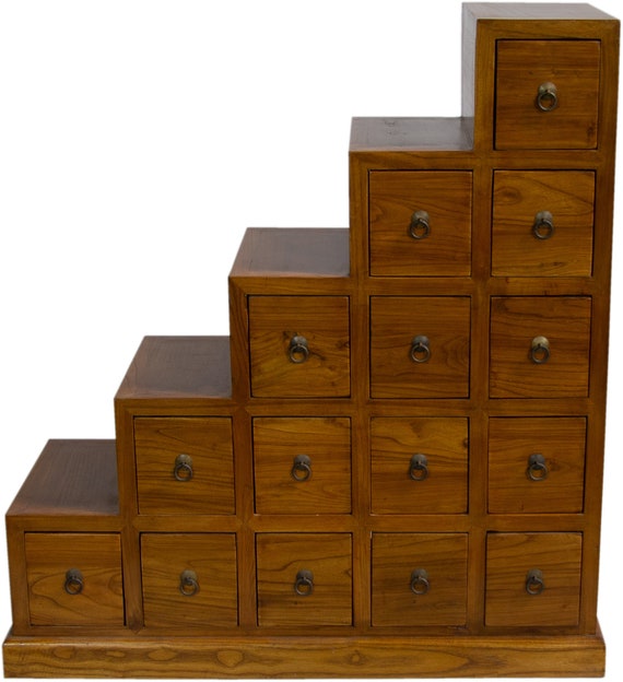 Japanese Tansu Miniature Step Cabinet Etsy