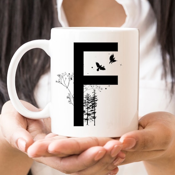 Initial Monogram Coffee Mug Custom Alphabet Cup Gift for Her Initial Monogram Coffee Mug Custom Alphabet Cup Gift for Her