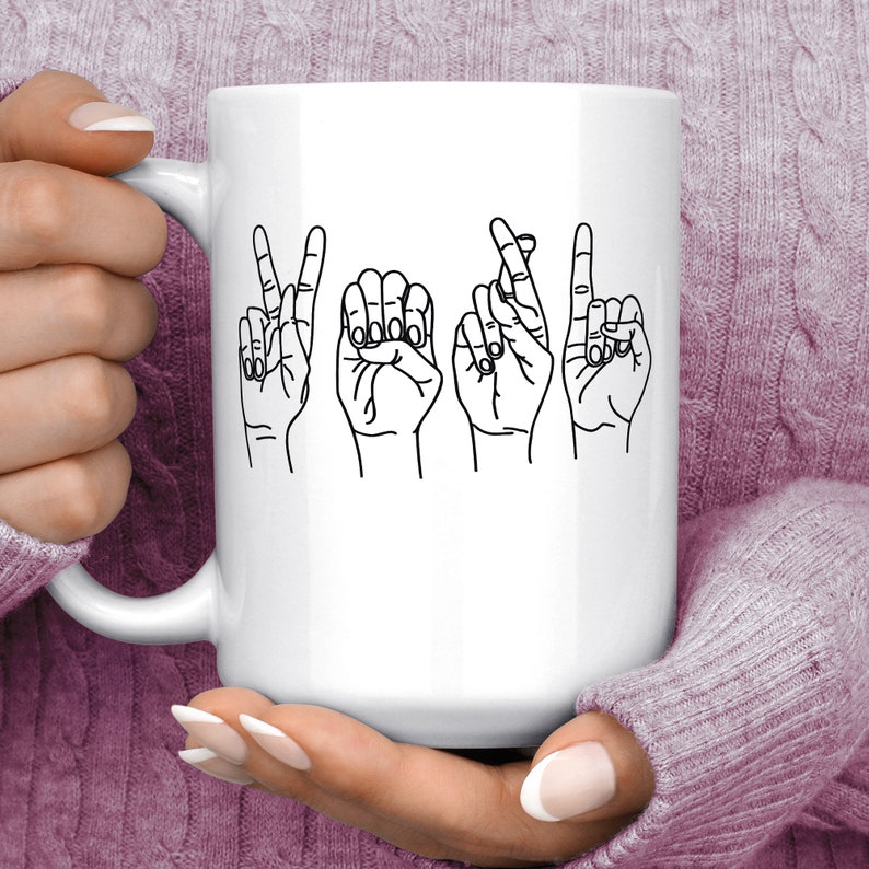 Custom ASL Name Coffee Mug Personalize Sign Language Mug Etsy