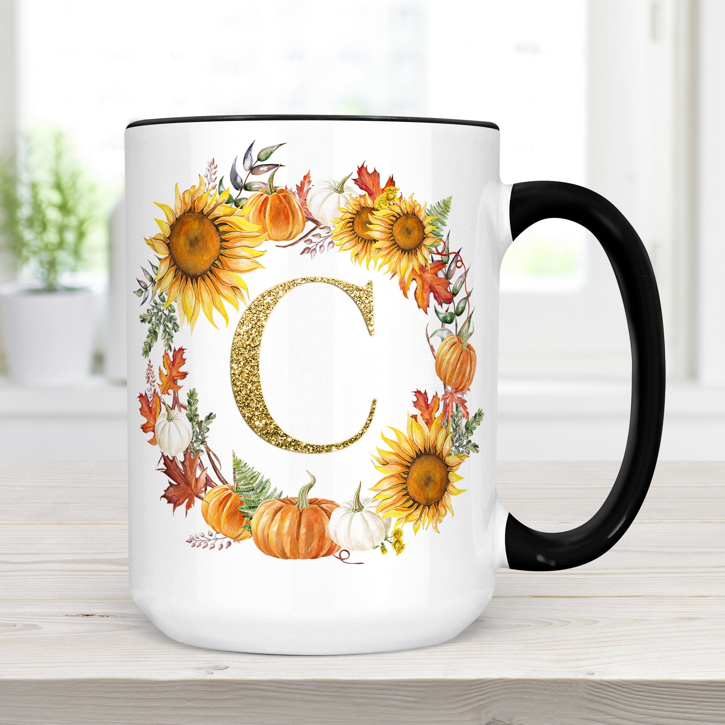 Download Fall Autumn Monogram Initial Coffee Mug | Microwave and ...