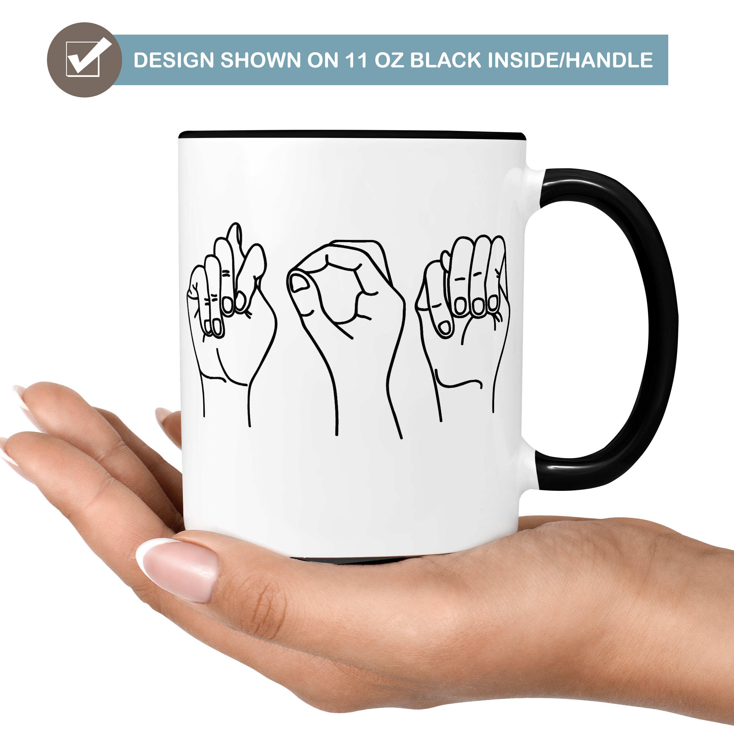 Custom ASL Name Coffee Mug Personalize Sign Language Mug Etsy