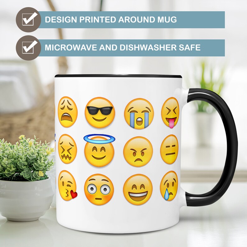 Emoji Faces Mug Microwave and Dishwasher Safe Ceramic Cup Etsy