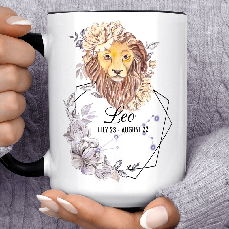 Leo Zodiac Coffee Mug Beautiful Watercolor Lion Leo Horoscope Etsy