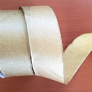2.5&quot;Christmas Ribbon, Shimmering Gold Ribon , Wrapping Ribbon, Wired Ribbon, Gold Ribbon Gift Ribbon By Yard