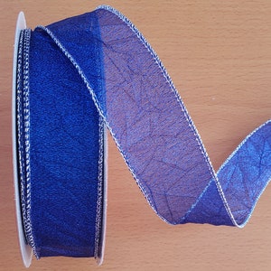 1.5&quot;Christmas Ribbon, Blue Color Ribbon, Ribbon, Wrapping Ribbon, Wired Ribbon, Blue Wired Ribbon Gift Ribbon By Yard