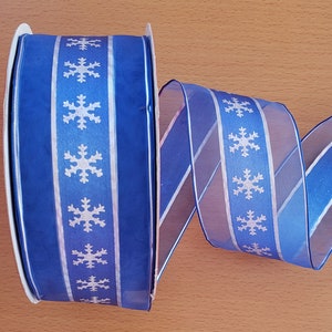 2.5 &quot;Christmas Ribbon, Blue Color Ribbon, Ribbon, Wrapping Ribbon, Wired Ribbon, Blue Wired Ribbon Gift Ribbon By Yard