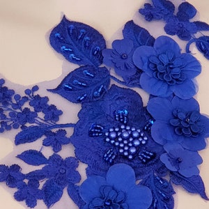 Royal Blue Beaded Lace Embroidered Applique for Bridal, Bridesmaid ...