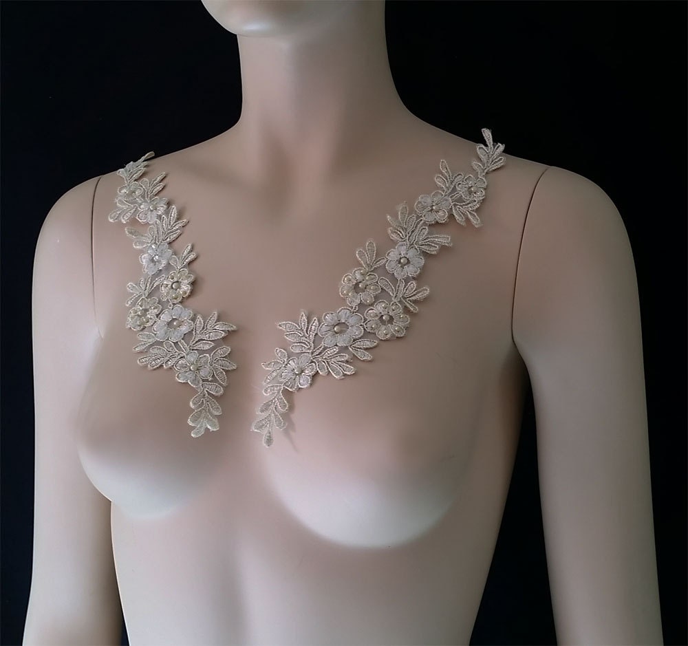Champagne Large Scale Embroidered Lace Braylee main image 1
