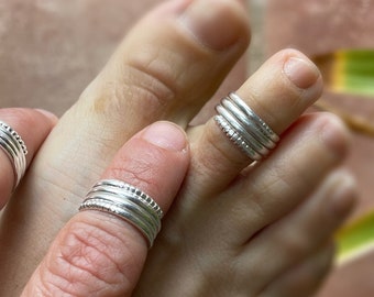 Toe Ring Midi Ring Toe Rings pour femmes Toe Rings Pinky Ring Closed Toe Ring Wide Toe Ring Pinkie Ring Silver Wrap Ring Silver Pinky Ring