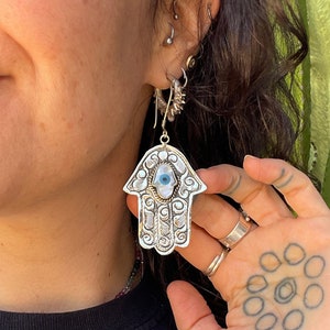Hamsa Earrings Evil Eye Earrings Hamsa Hand Protection Earrings Hamsa Hand Earrings Chunky Earrings Boho Earrings Hand of Fatima Earrings