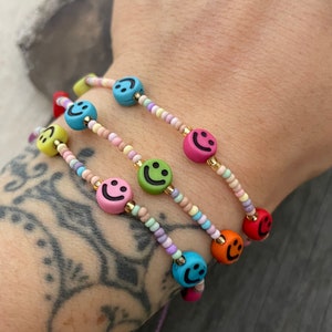 Y2k Bracelet Smiley Bracelet Smiley Face Bracelet Beaded Bracelet Cute Bracelet Matching Bracelet Friendship Bracelet Cool Bracelets