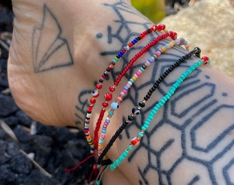 Tobillera con cuentas del mal de ojo: Pulsera de protección playera estilo bohemio