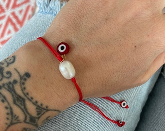 Red String Bracelet Red Thread Bracelet Red String of Fate Red Cord Bracelet Lucky Bracelet Nazar Bracelet Thread Bracelet Pearl Bracelet