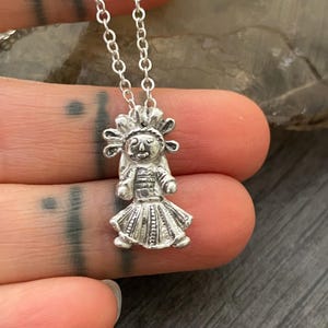 Mexican Necklace Charm Necklace Mexican Jewelry Mexican Folk Art Mexican Doll Mexican Culture Cute Necklace Silver Pendant Silver Necklace