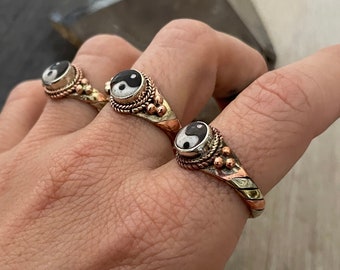 Bague Yin Yang : Bijoux Harmony en cuivre et laiton