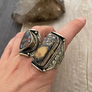 Jasper Ring Chunky Ring  Brown Stone Ring Big Ring Brown Jasper Large Stone Ring Large Statement Ring Bohemian Rings Chunky Stone Ring