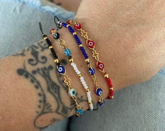 Evil Eye Bracelet Protection Bracelet Good Luck Bracelet Evil Eye Chain Lucky Bracelet Evil Eye Protection Mal de Ojo Bracelet Wish Bracelet