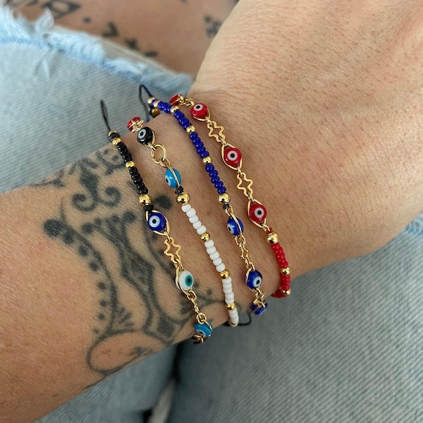 Evil Eye Bracelet Protection Bracelet Good Luck Bracelet Evil Eye Chain Lucky Bracelet Evil Eye Protection Mal de Ojo Bracelet Wish Bracelet