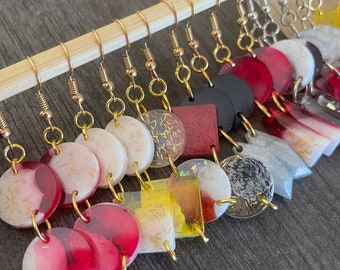Pendientes de resina hechos a mano: Pendientes geométricos coloridos