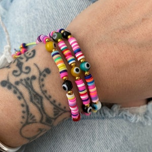 Kandi Bracelet Kawaii Kandi Kawaii Fashion Kandi Bracelets Evil Eye Bracelet Rubber Bracelet Candy Bracelets Y2k Bracelet 90s Bracelet