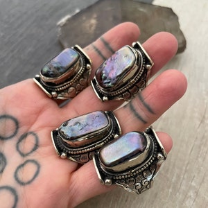 Black Pearl Ring Real Pearl Ring Baroque Pearl Ring Raw Pearl Ring Pearl Statement Ring Large Pearl Ring Chunky Ring Big Ring Rectangle Ring
