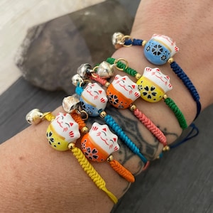 Cat Bracelet Lucky Cat Bracelet Maneki Neko Bracelet Lucky Cat Jewelry Lucky Cat Charm Kawaii Bracelet Good Luck Bracelet Cat Lover Gift