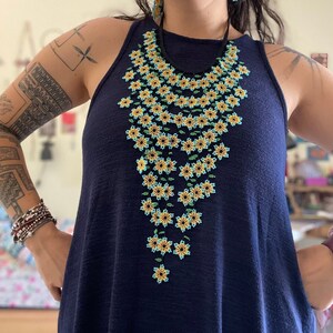 Flower Necklace Mexican Necklace Huichol Necklace Wildflower Necklace Lariat Necklace Statement Necklace Indie Necklace Jewelry Set