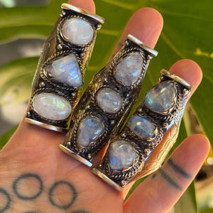 Semi Precious Ring Moonstone Ring Moon Stone Ring Three Stone Ring Chunky Ring Birth Stone Ring Cool Ring Edgy Ring Chunky Rings image 14