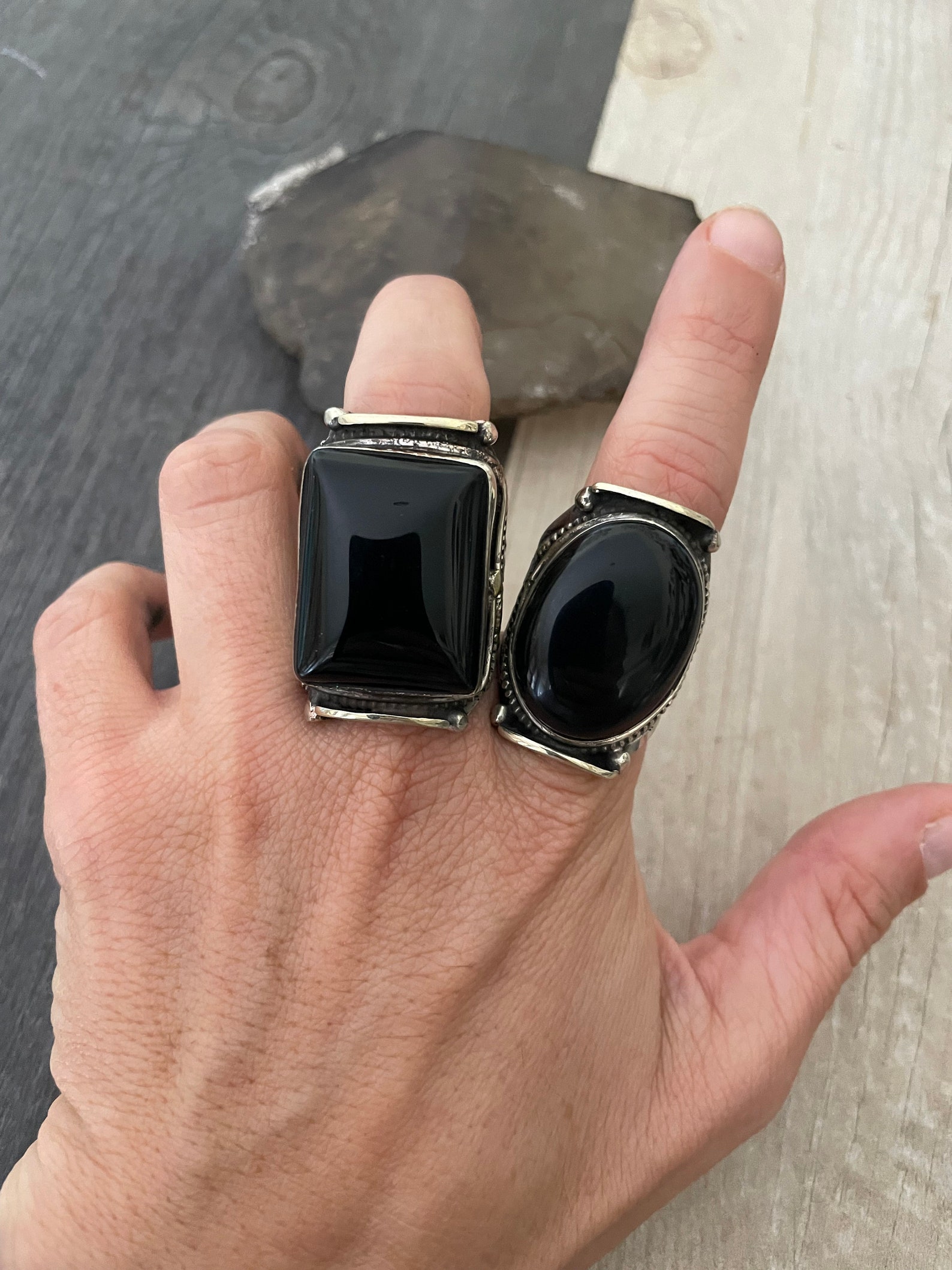 Black Onyx Ring Big Ring Onyx Ring Black Stone Ring Big Stone Etsy