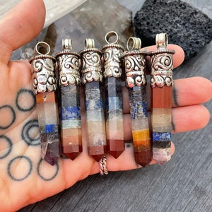 7 Chakra Necklace Chakra Pendant 7 Chakra Jewelry Sacral Chakra Chakra Balancing Spiritual Necklace Root Chakra Necklace Crystal Obelisk
