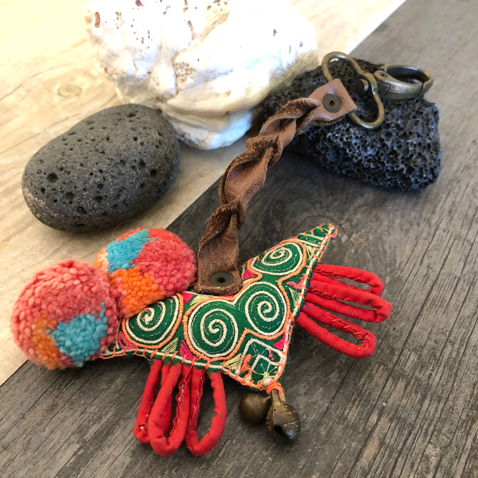 Cute Bag Charm Handbag Charm Pompom Bag Charm Boho Keychain Etsy