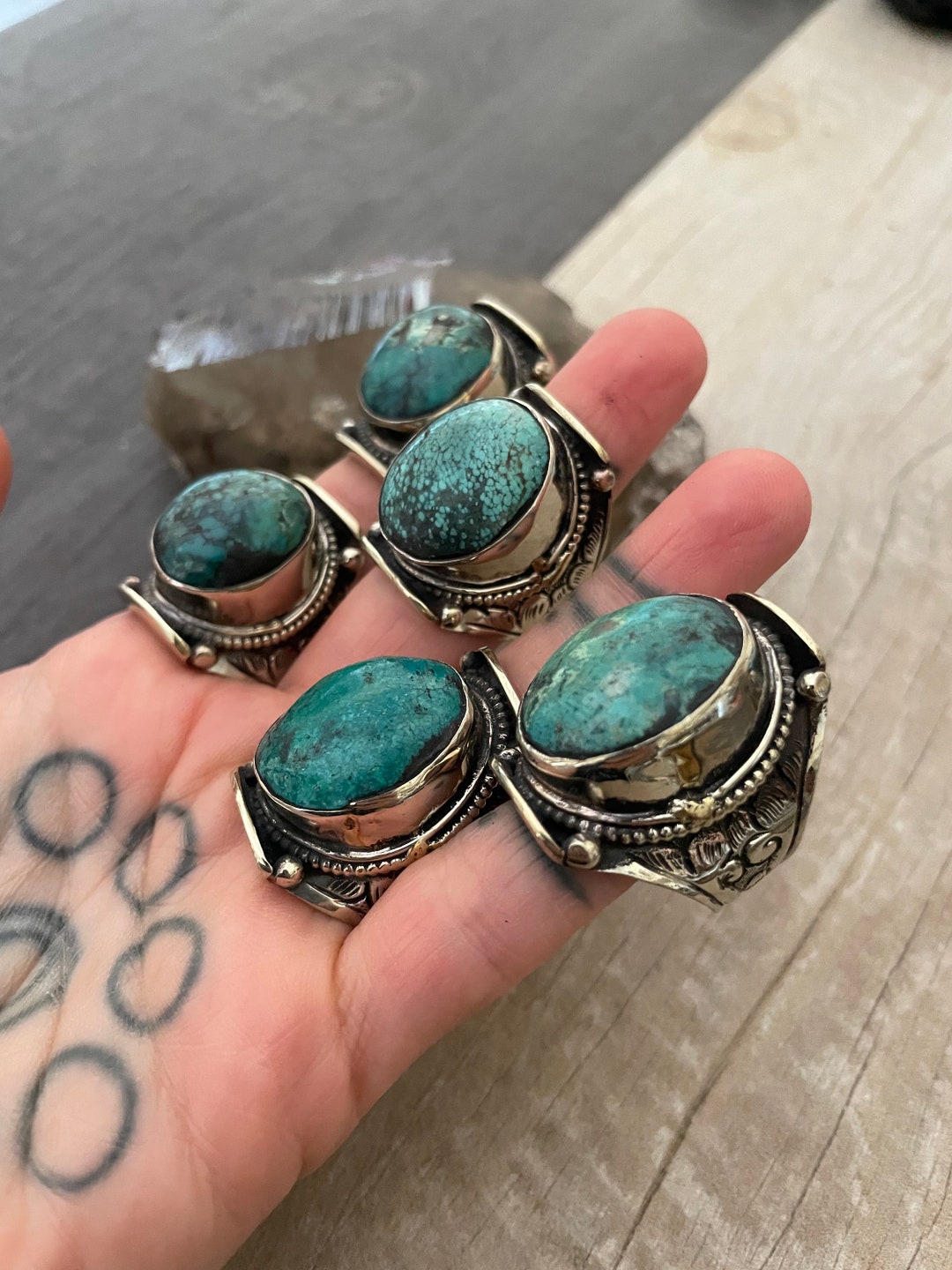 Turquoise Ring Large Turquoise Ring Bohemian Ring Chunky Ring Real