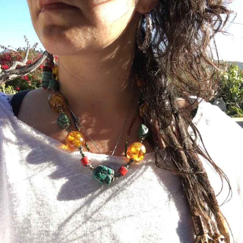 Chunky Blue Necklace Navy Blue Necklace Thick Necklace Bulky Necklace Funky Necklace Big Sister Necklace Vegan Necklace Hippy Necklace