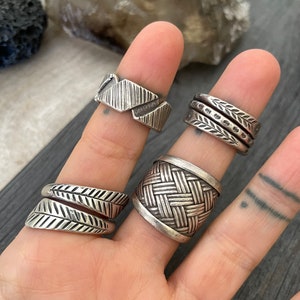 Chunky Silver Ring Chunky Rings Boho Ring Everyday Ring Simple Ring Statement Ring Thick Band Ring Braided Silver Ring Cool Ring Funky Ring