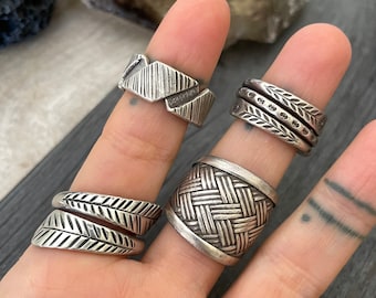 Chunky Silver Ring Chunky Rings Boho Ring Everyday Ring Simple Ring Statement Ring Thick Band Ring Braided Silver Ring Cool Ring Funky Ring